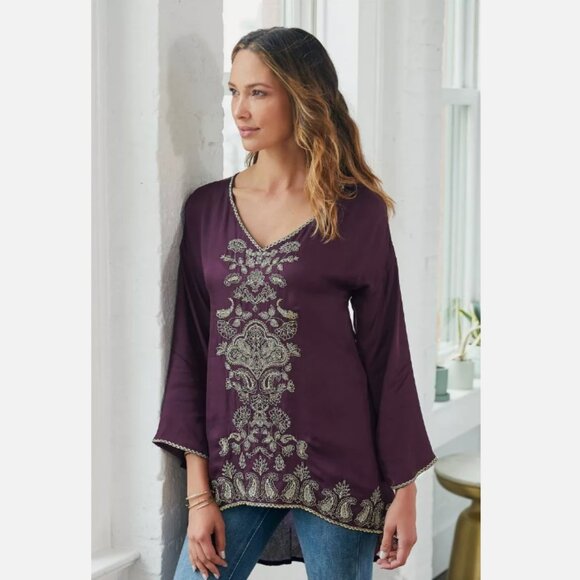 Soft Surroundings Tops - Soft Surroundings Idaira Hi/Low Embroidered Tunic M